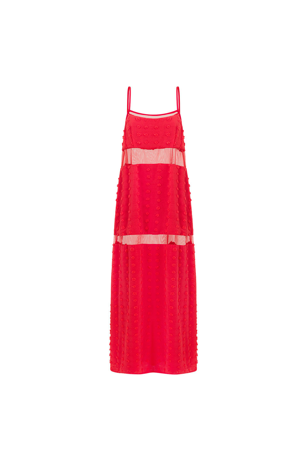 red mesh panel dress Red Mesh Gown/Mesh Maxi Dress in Red Kim Shui Studio
