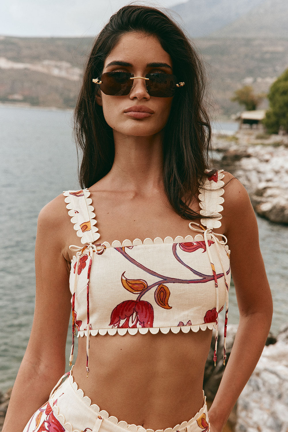 Cream Ruffle Strappy Tie Cantrell Top – SABO