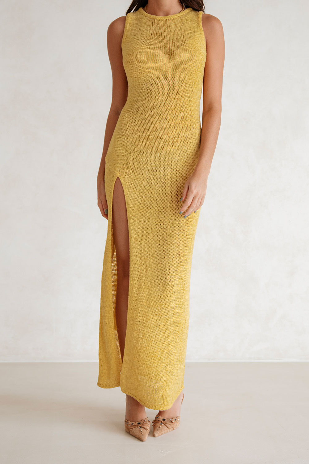 alo yellow knit dress Tennis Club Sweater Knit Dress