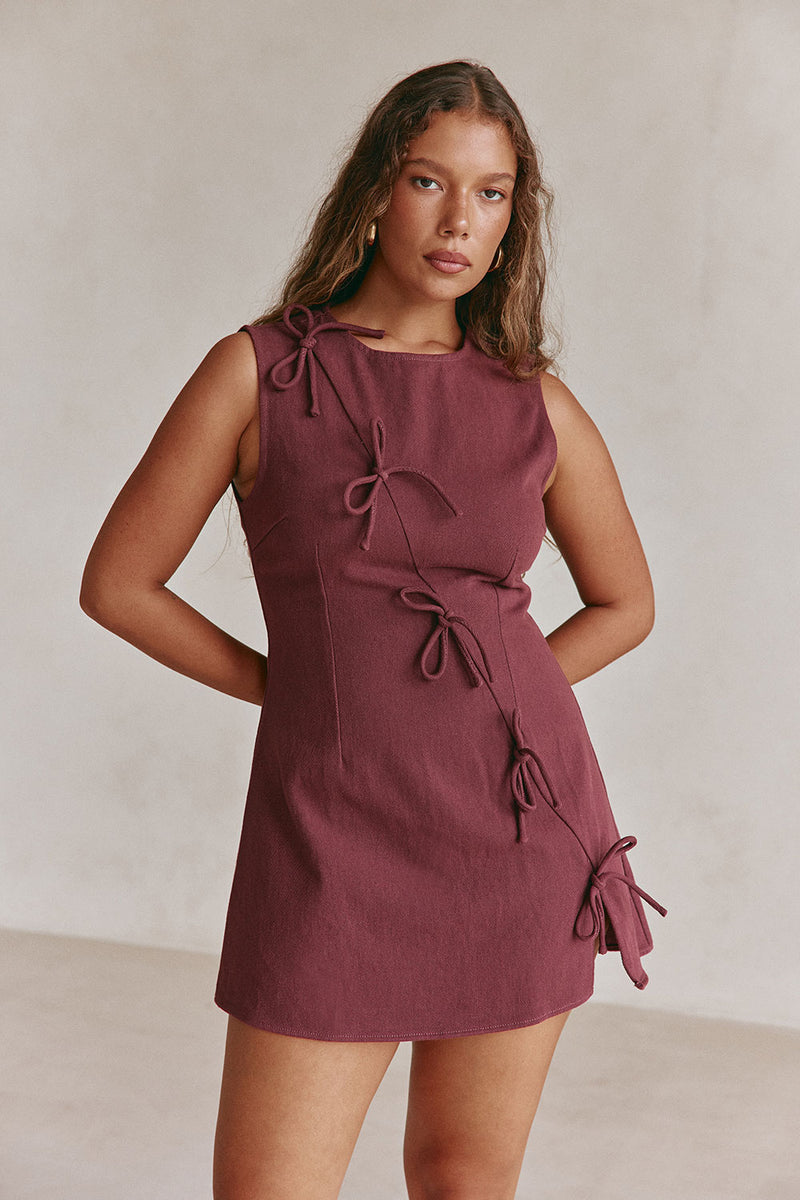 burgundy summer dresses Burgundy Casual Tie Back Summer Maxi Dress