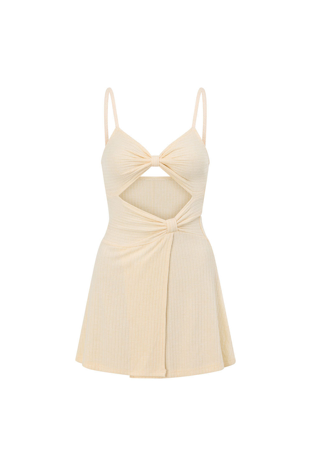 Ale Adjustable Thin Strap Cutout Mini Knot Dress - Cream XXL