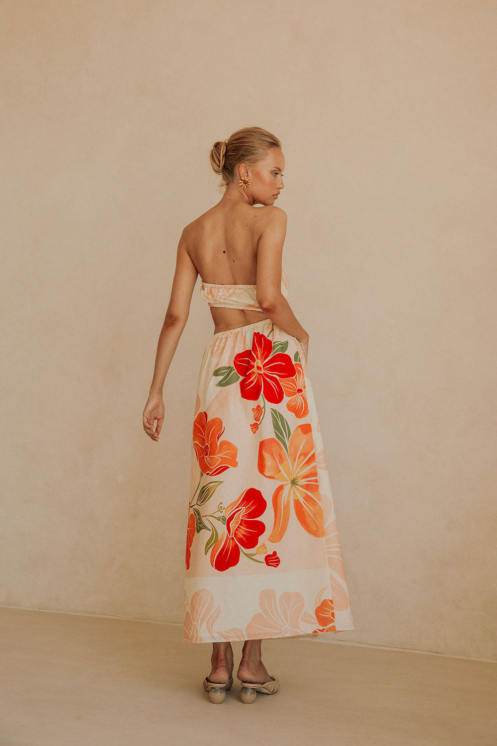 Pink Petal Scarf Tie Cutout Maxi Fei Dress – SABO
