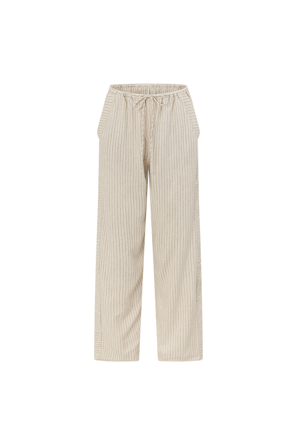 Cream and Black Pinstripe Drawstring Capri Pants – SABO