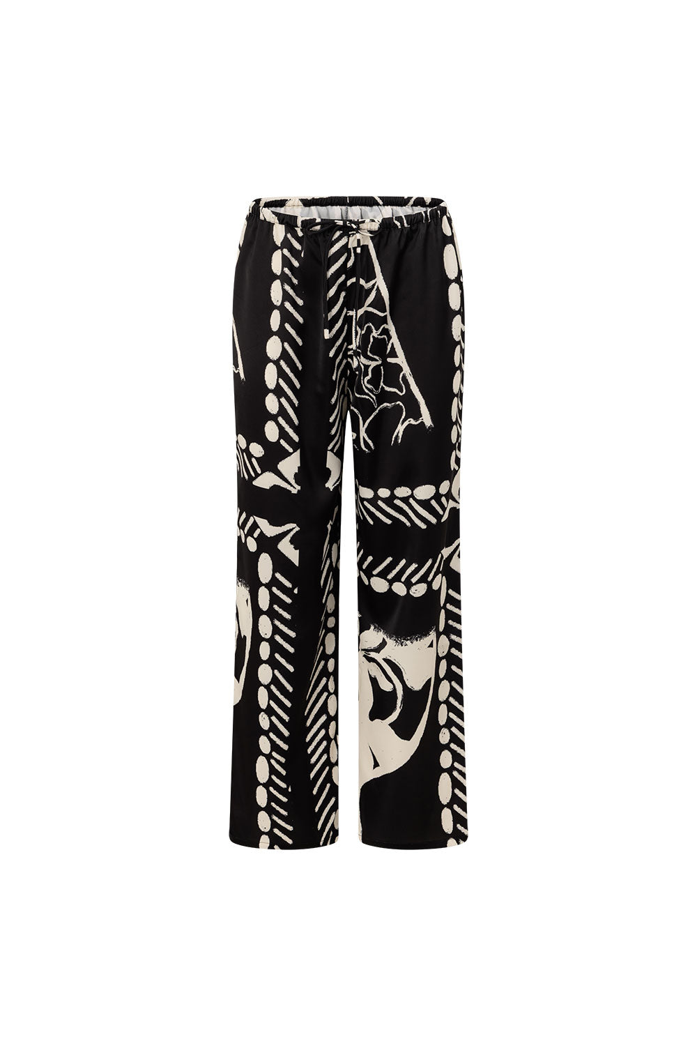 Black Botanic Vase Print Elastic Drawstring Zelina Pants – SABO