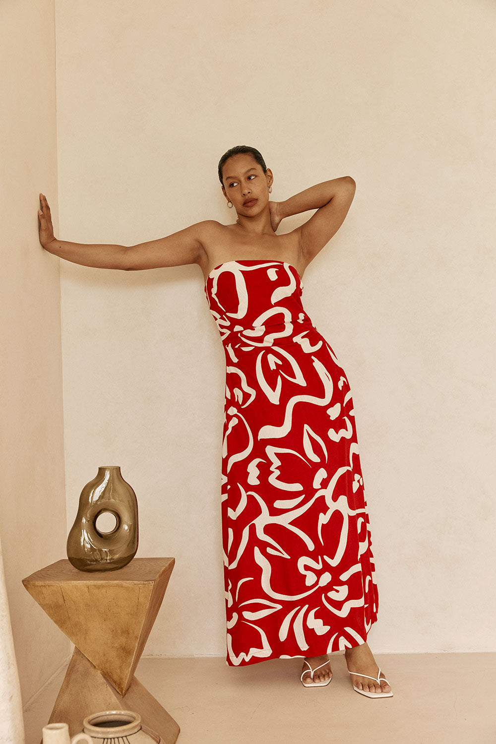 も*も様 Flower ribbon tops Red Red Fila Rogue Floral Print Strapless Maxi Liberty Dress – SABO