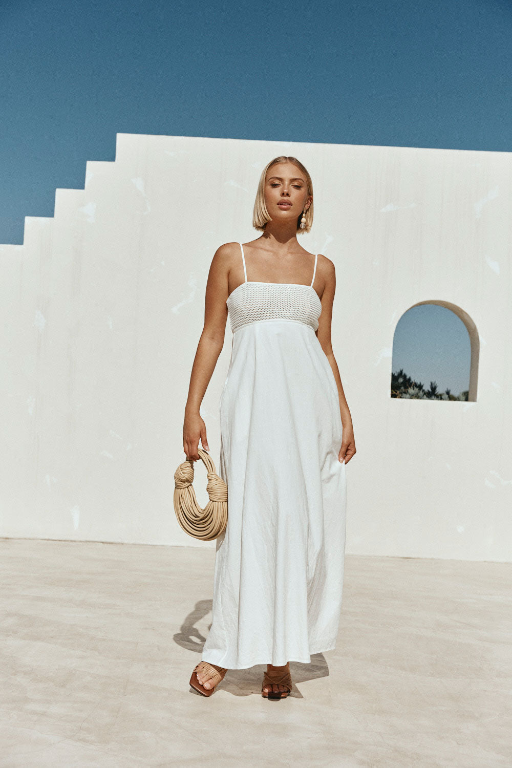 White Strappy Babydoll Maxi Mersy Dress XXS