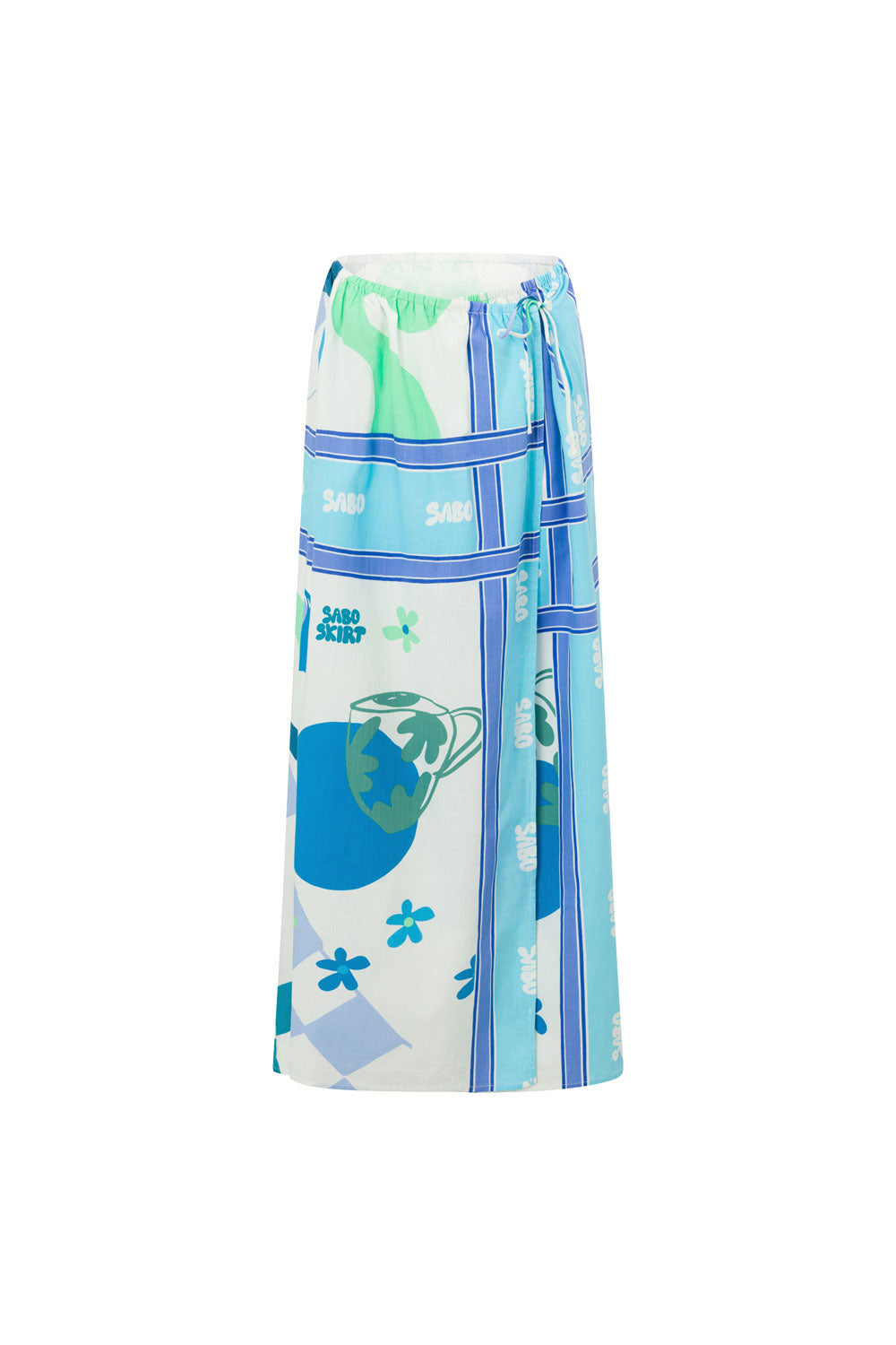 Naya Wrap Maxi Skirt - Scarf Azure, Blue, Green, White – SABO