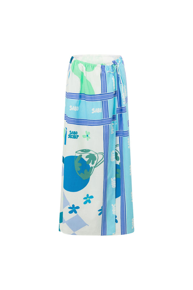 Naya Wrap Skirt - Scarf Azure