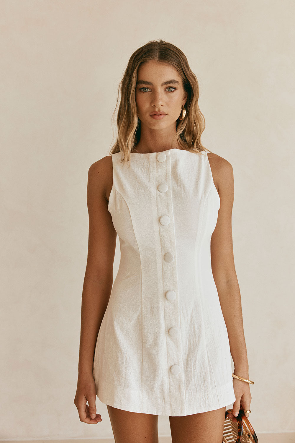 White Button Mini Graylee Dress XL