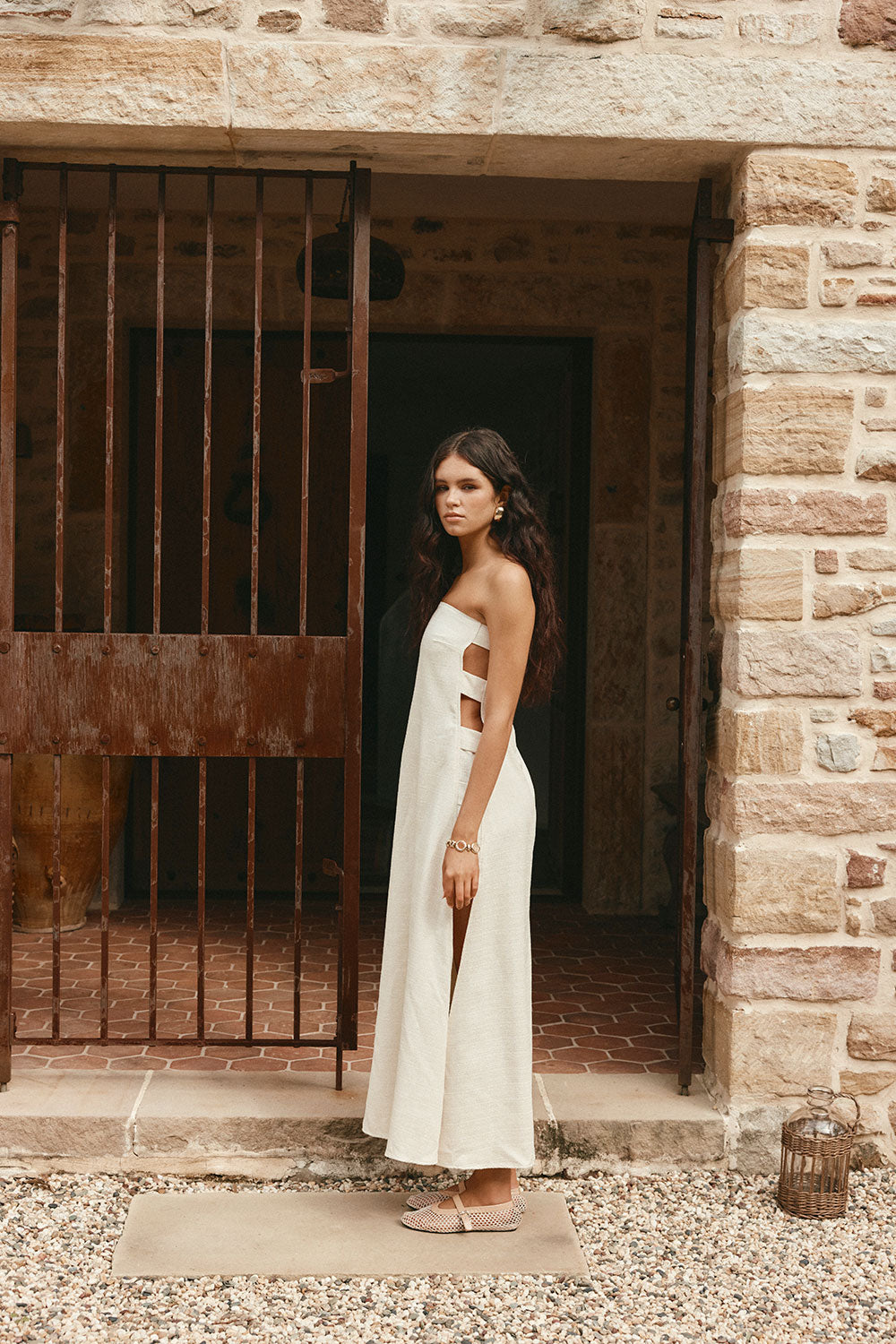 Beige Strapless Cut Out Side Split Maxi Belen Dress XL | by SABO Beige Strapless Cut Out Side Split Maxi Belen Dress XL | by SABO