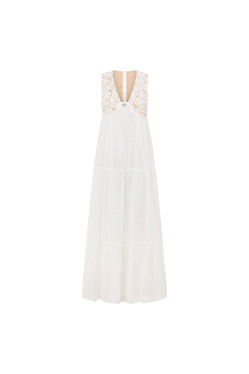 Bridal White Lace Pocket Maxi Amia Dress – SABO