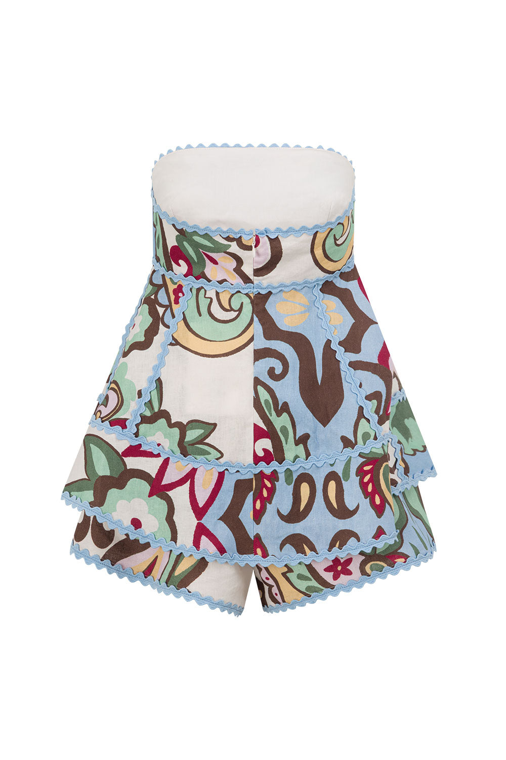 Blue Floral Paradesios Print Strapless Romper – SABO