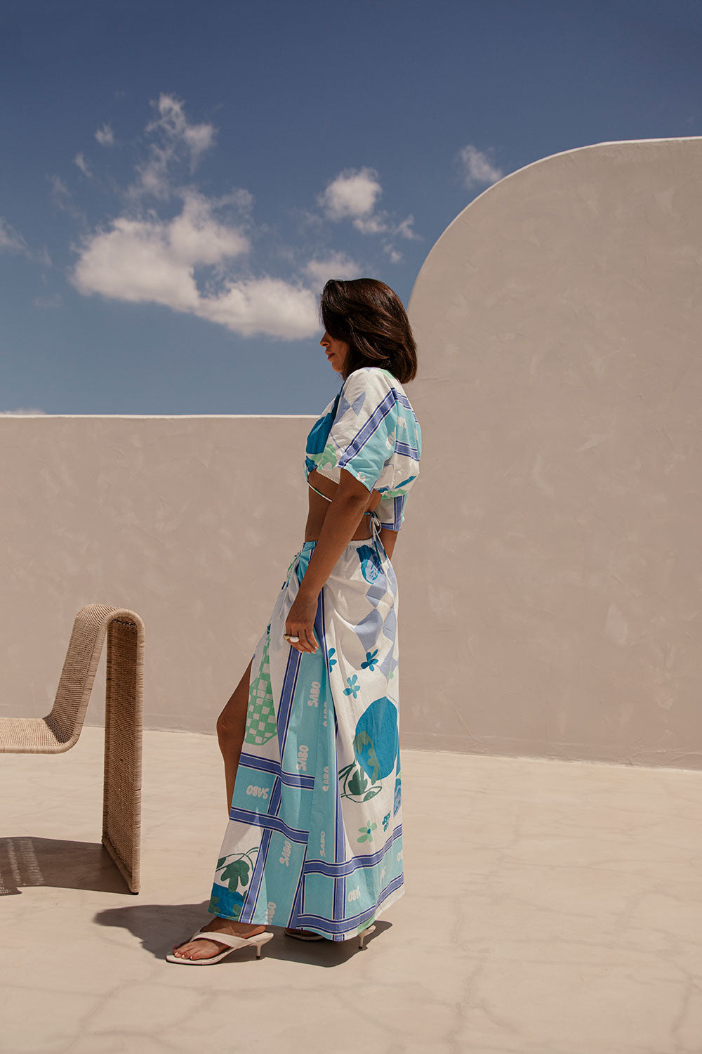 Naya Wrap Maxi Skirt - Scarf Azure, Blue, Green, White – SABO