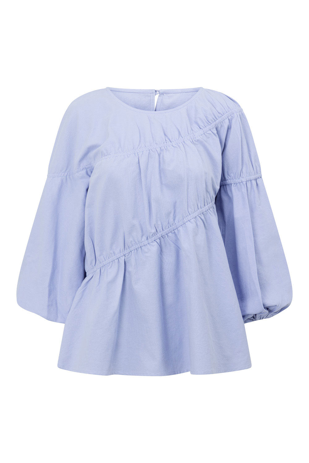 Blue Long Sleeve Panelled Flounce Akel Top – SABO