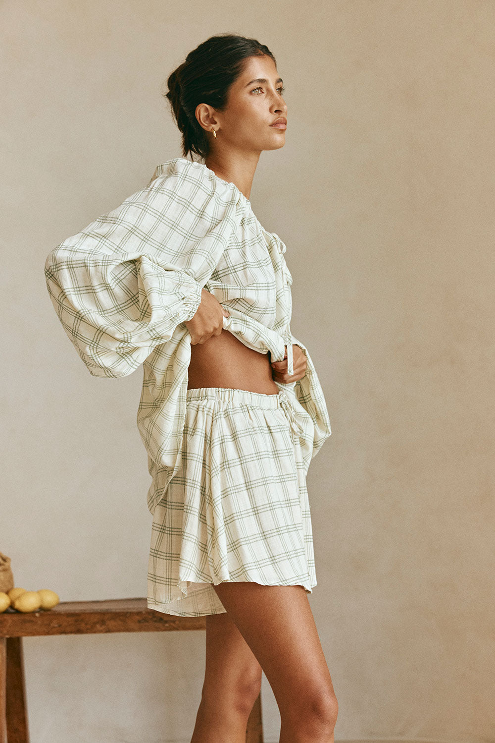 Green Checkered Drawstring Tilli Shorts – SABO