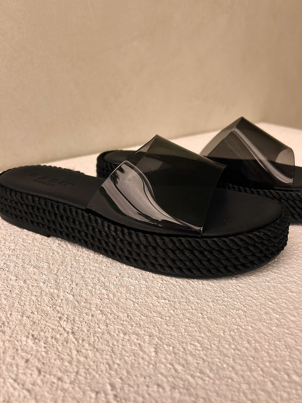 Asuka Platform Sandals - Black