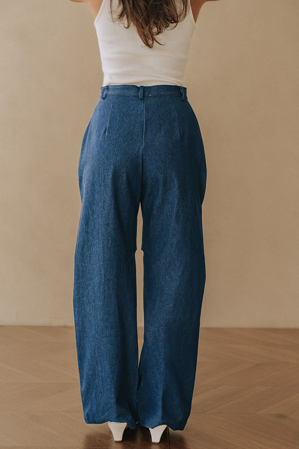 Dark Blue Denim Bow Detail Poet Jean Pants – SABO