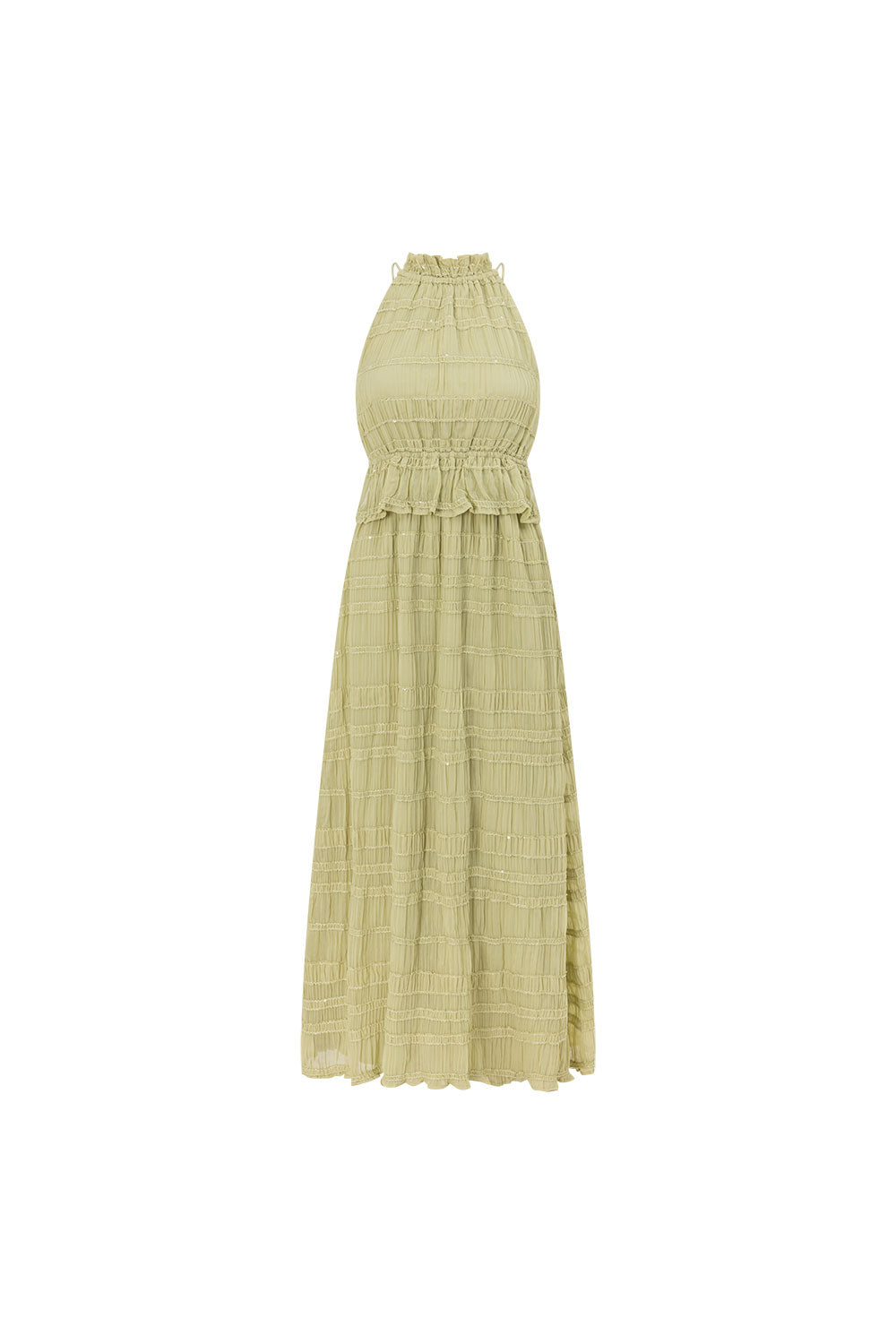 Lime Green Crepe Halter Maxi Cabo Dress SABO Lime Green Crepe Halter Maxi Cabo Dress SABO
