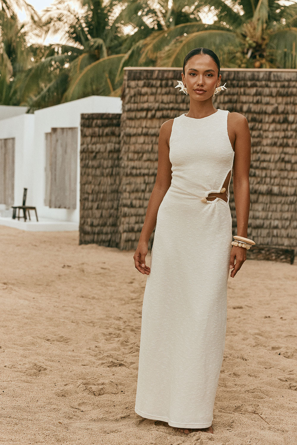White Asymmetric Ruched Backless Hailey Top – SABO