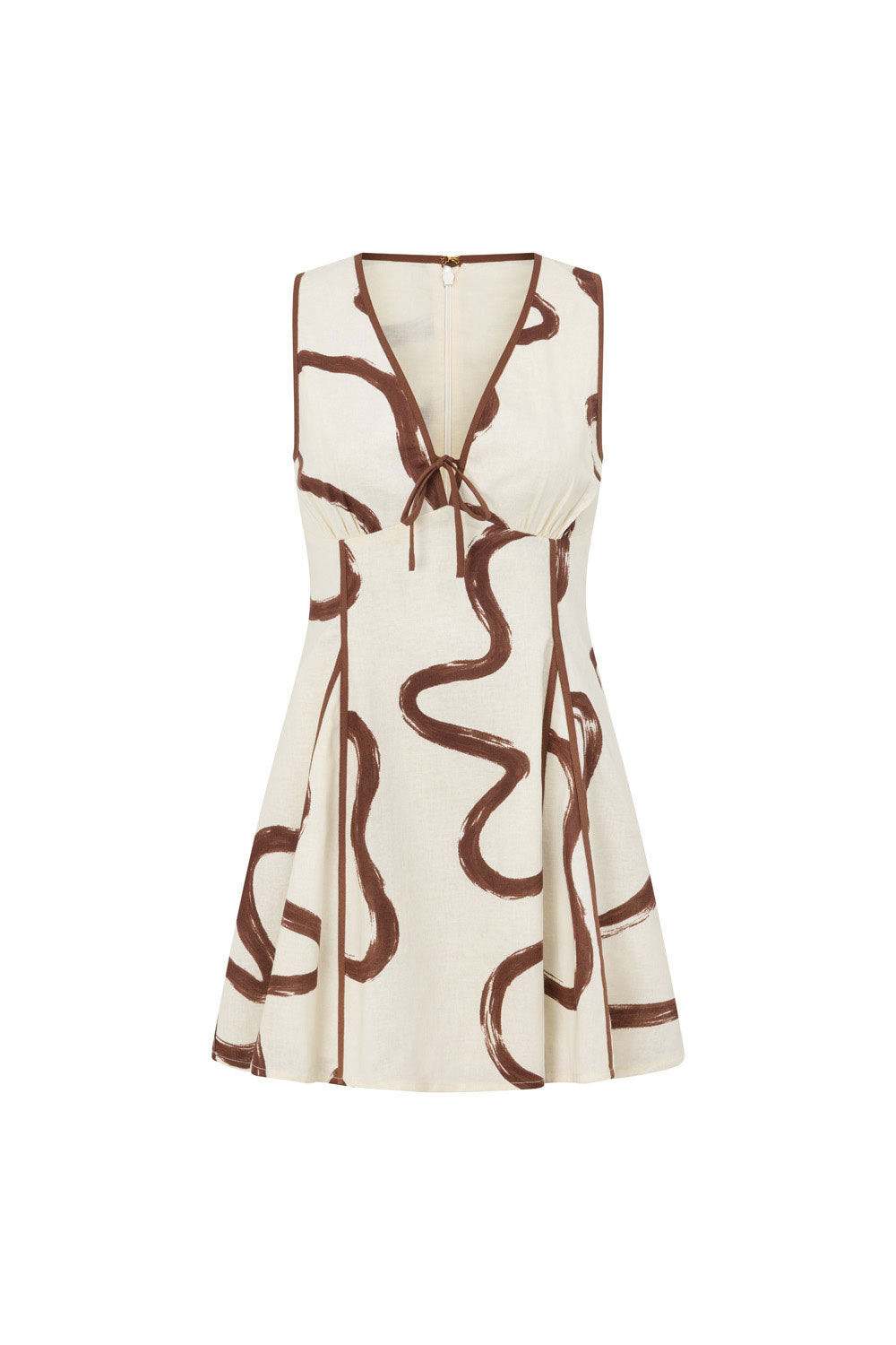 Cream Marbled Mocha Floral V Neck Mini Alfresco Dress – SABO