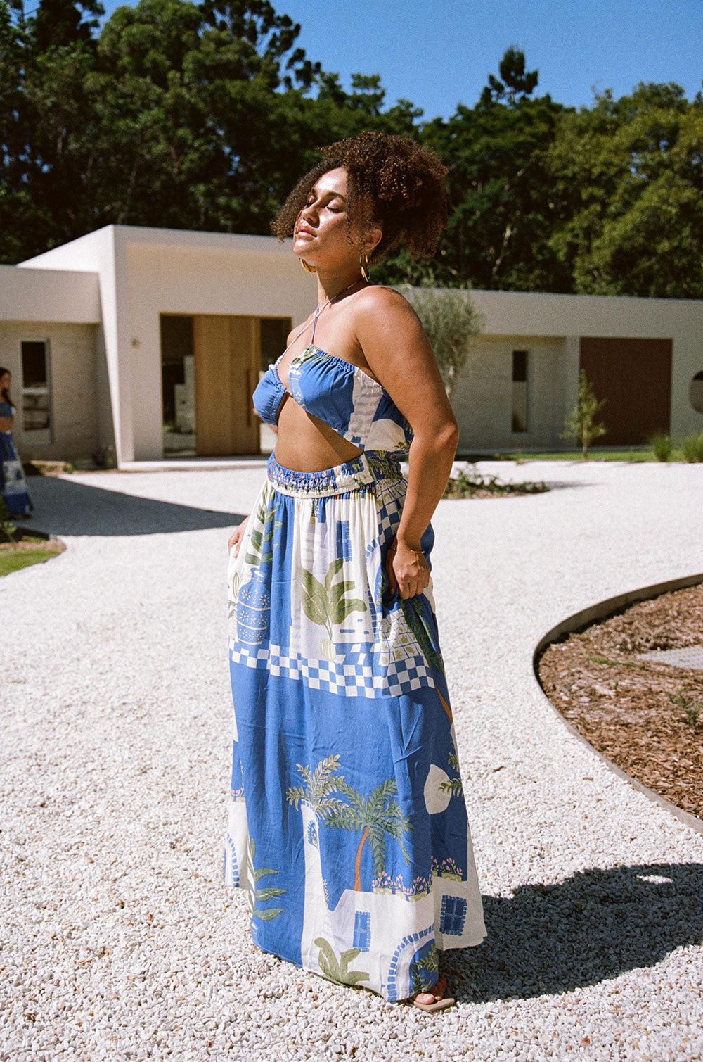 Ellsley Maxi Dress - Vista Blue Greece Print SABO Ellsley Maxi Dress - Vista Blue Greece Print SABO