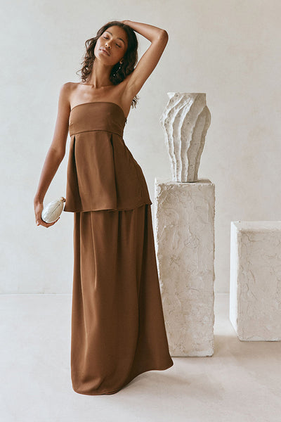 brown strapless maxi dress Chocolate Indra XS Size:11.5 Short Beaded Lace-Up Homecoming * Materials cheap popular wedding dresses