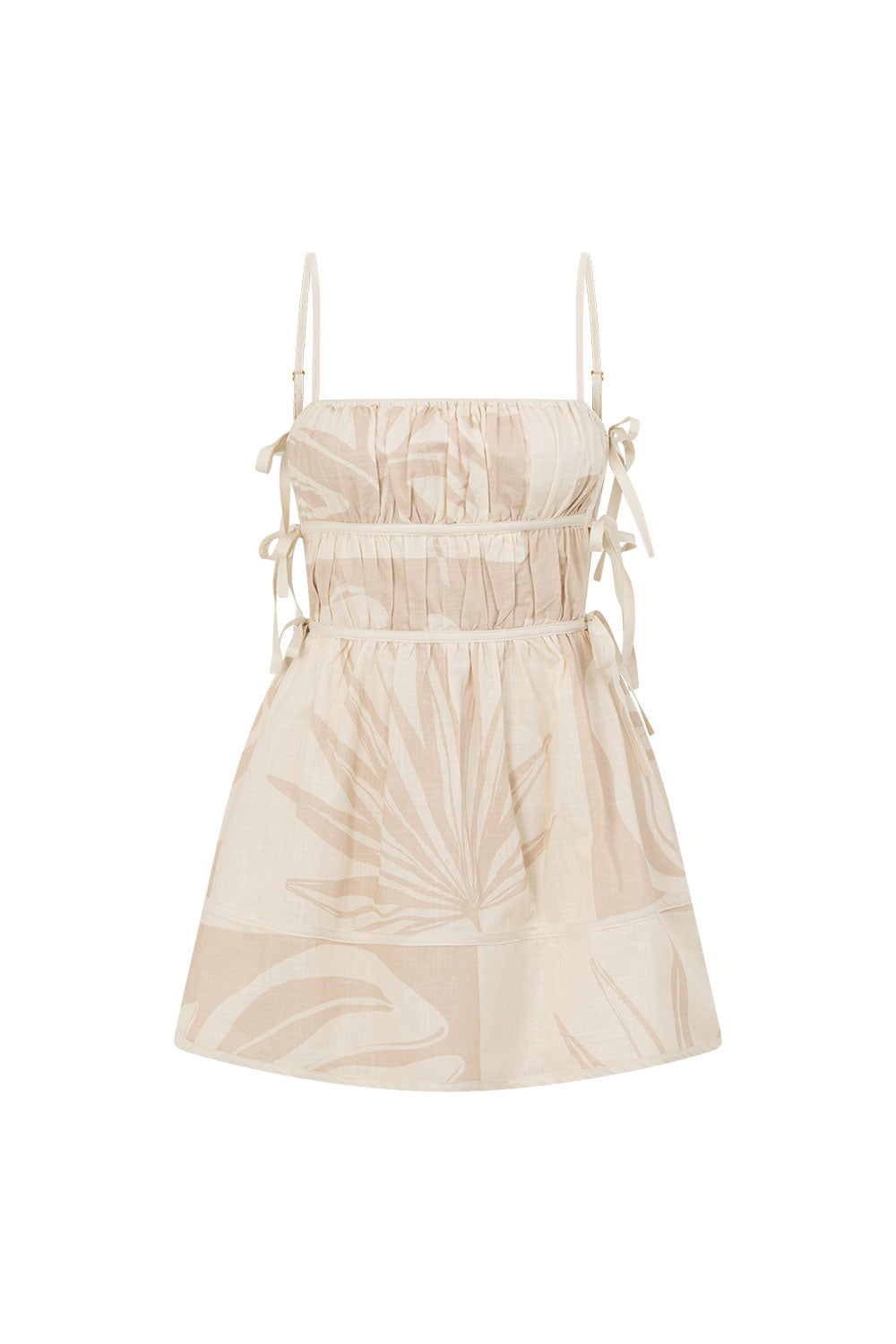 Beige Terra Forme Print Ruched Mini Alura Dress XXS | by SABO Beige Terra Forme Print Ruched Mini Alura Dress XXS | by SABO