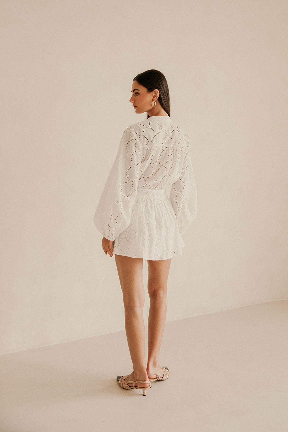 Naima Long Sleeve Button Up Embroidered Mini Corset Dress - White XXL | by SABO Naima Long Sleeve Button Up Embroidered Mini Corset Dress - White XXL | by SABO