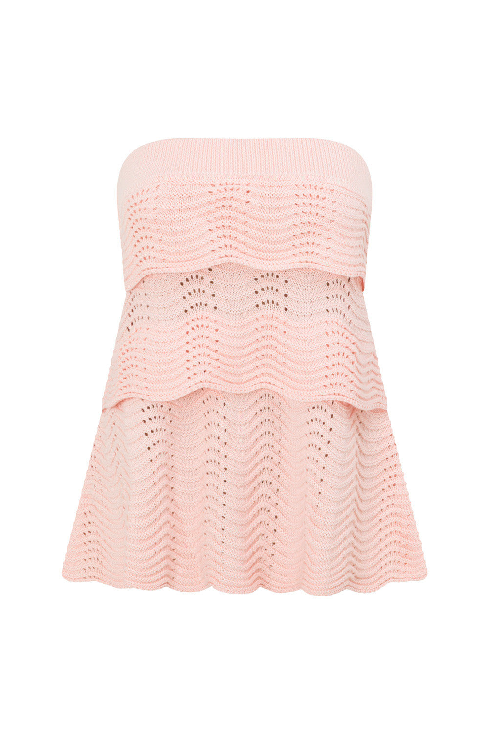 Blush Pink Crochet Knit Strapless Panel Kama Top – SABO
