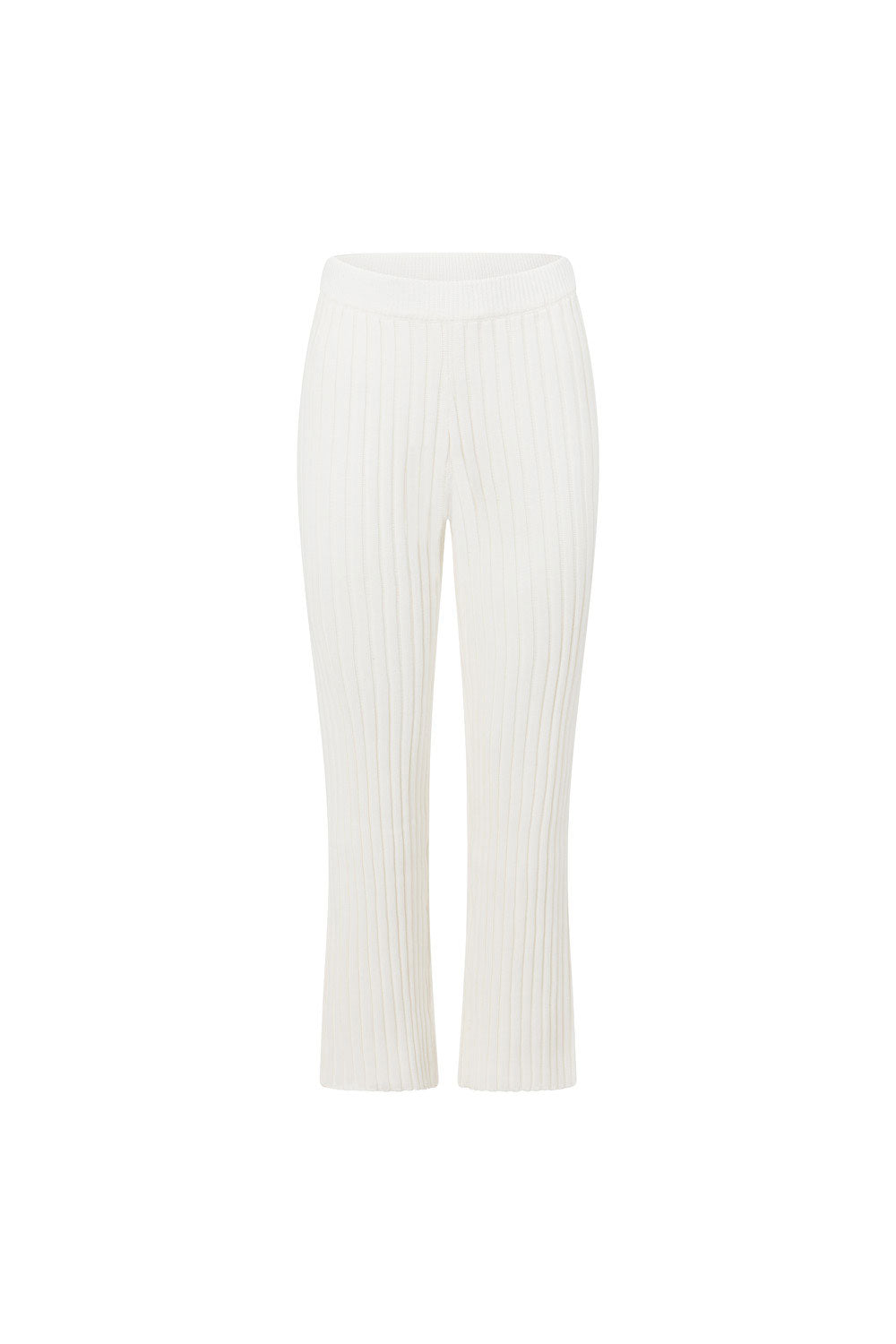 White Ribbed Knit High Waist Elastic Celine Pants – SABO