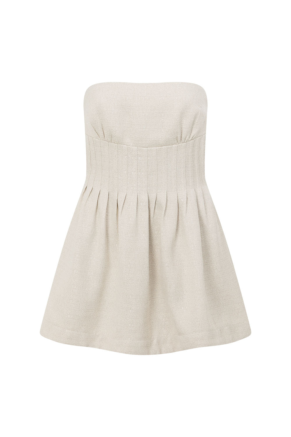Beige Strapless Pin Tick Mini Tabi Dress XXS | by SABO Beige Strapless Pin Tick Mini Tabi Dress XXS | by SABO