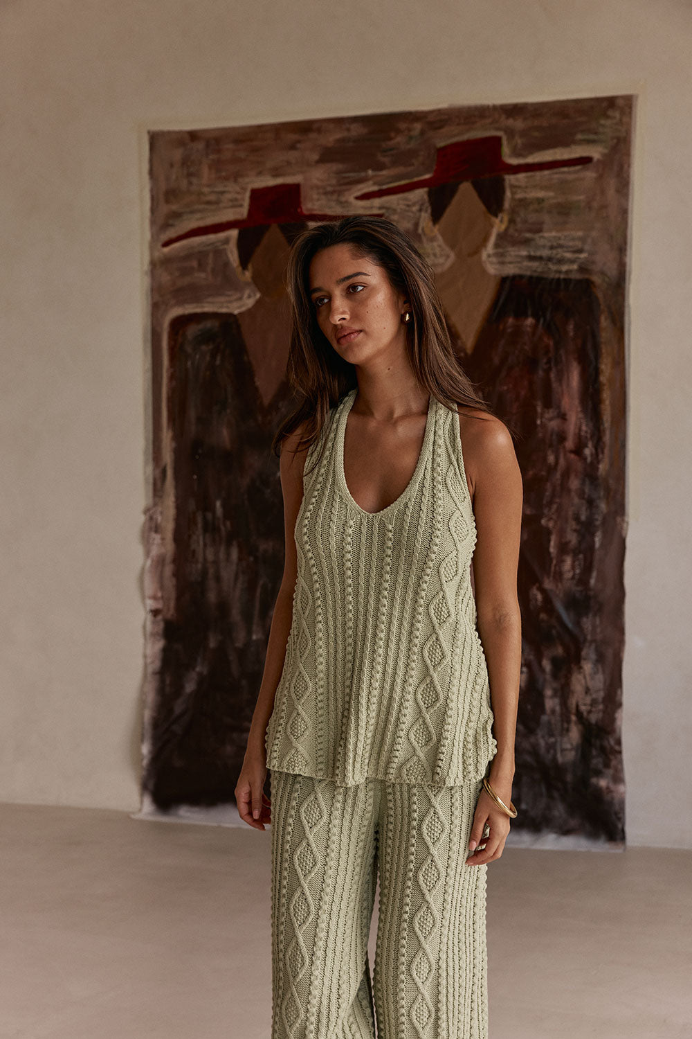 Green Cotton Knit Halter Azari Top – SABO
