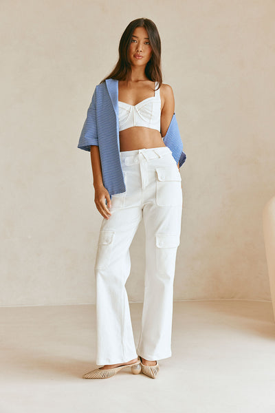White High Waist Pocket Trouser Allani Pants – SABO