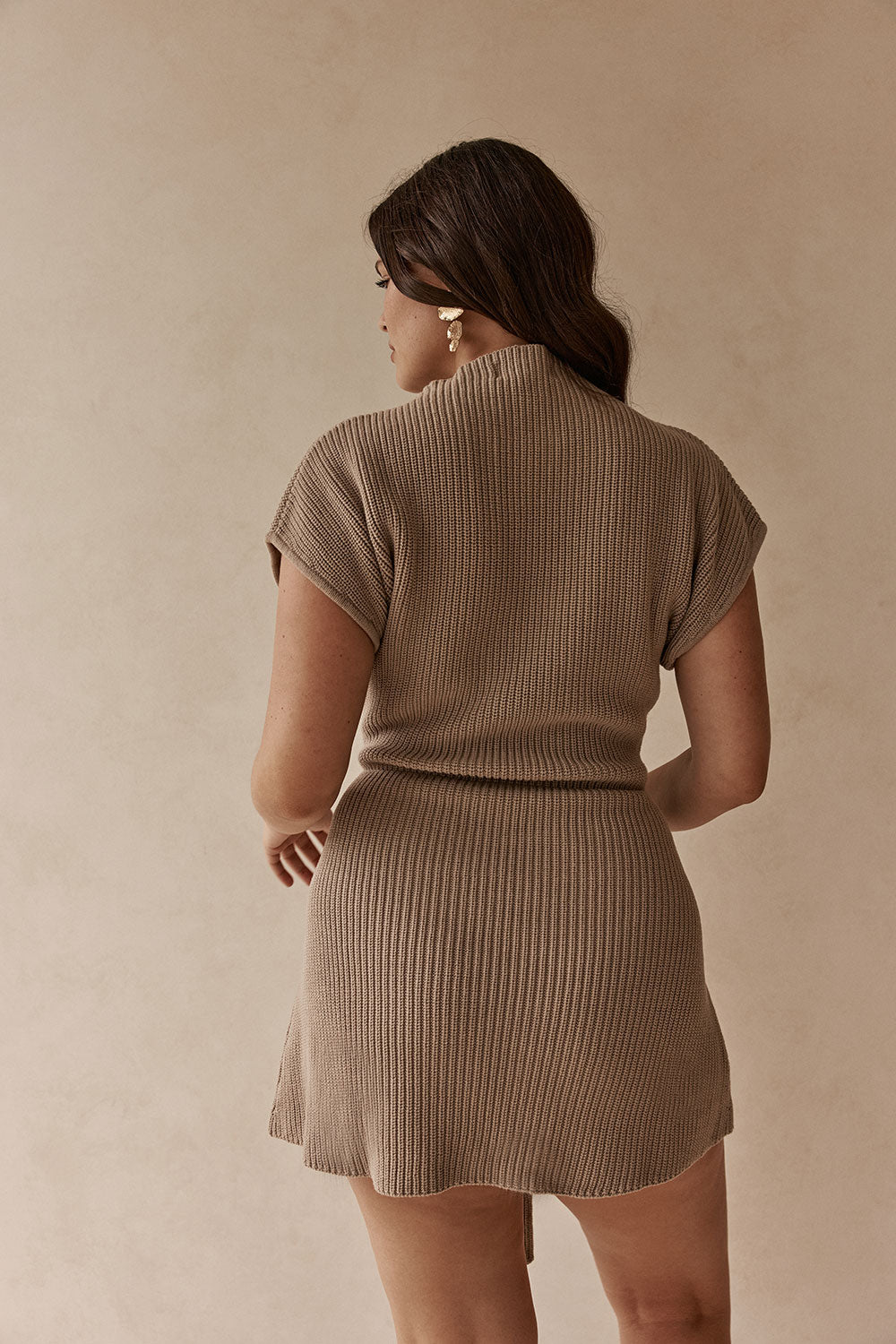 knitted tie waist dress Cocoa Rib Knit Waist Tie Sweater Midi Dress