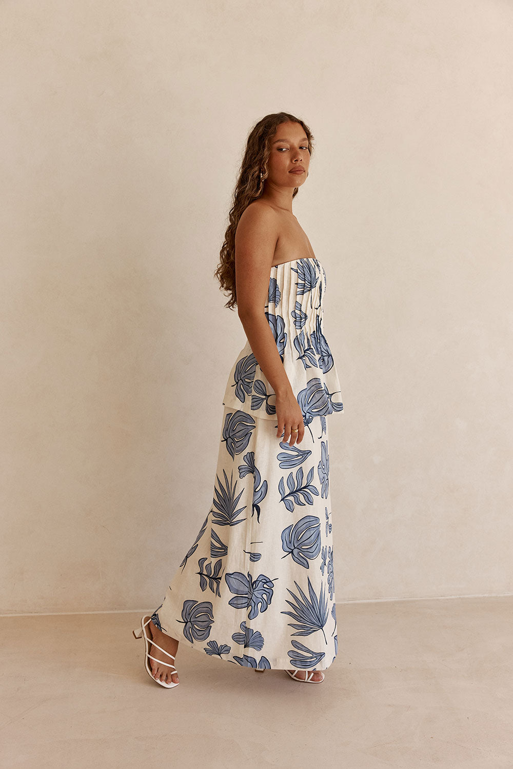 Blue Phylida Azure Print Strapless Maxi Reign Dress – SABO