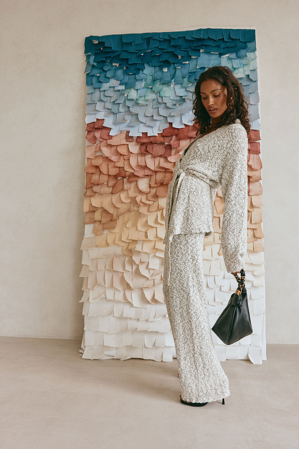 Grey Chunky Knit High Waist Jamila Pants – SABO