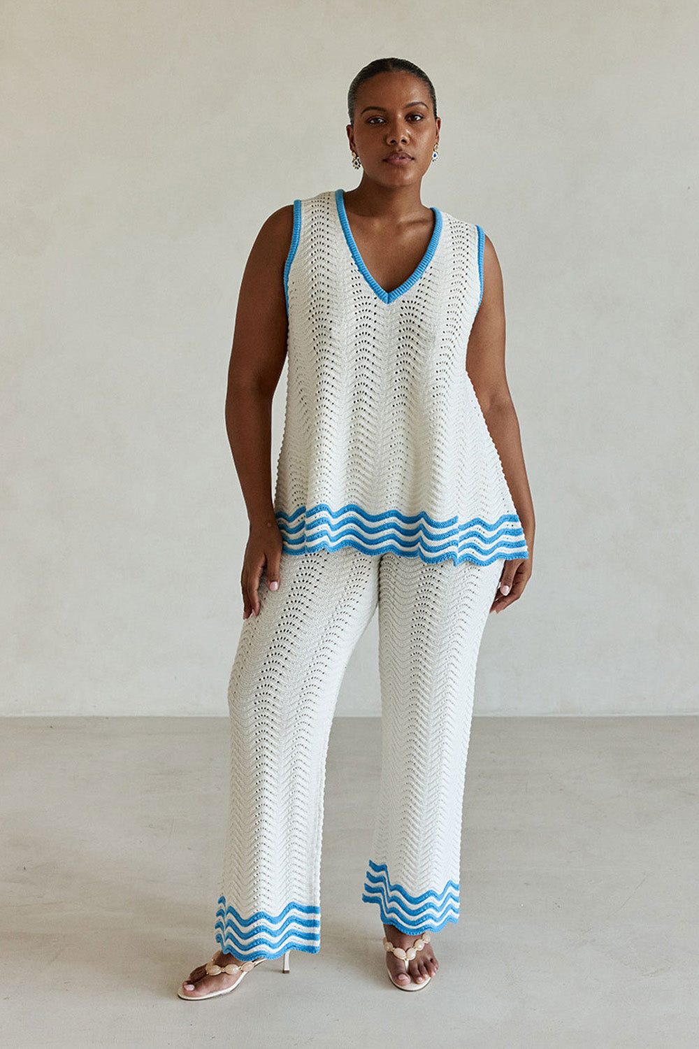 トップス ZANONE White cotton skipper knit White Cotton Knit V Neck Khalani Top – SABO