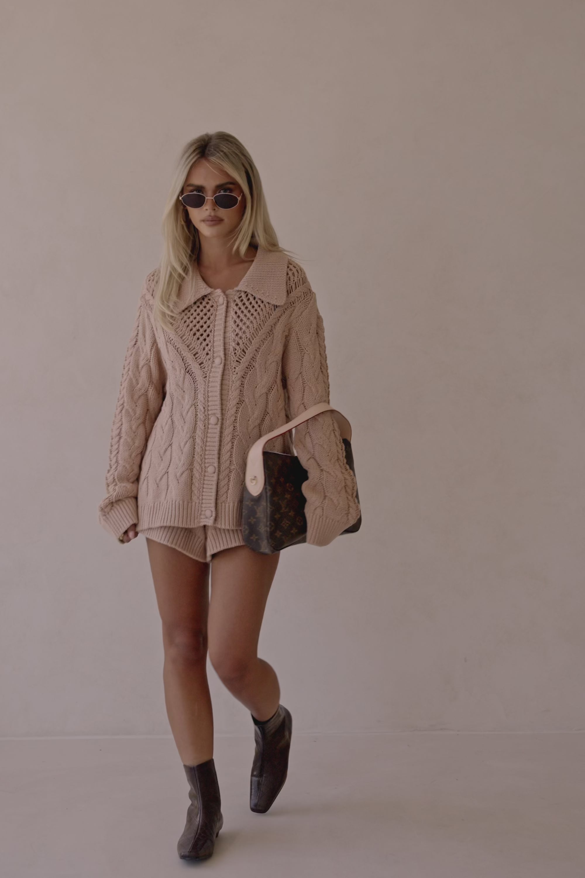 Tan Knit Long Sleeve Button Up Collar Addison Sweater – SABO