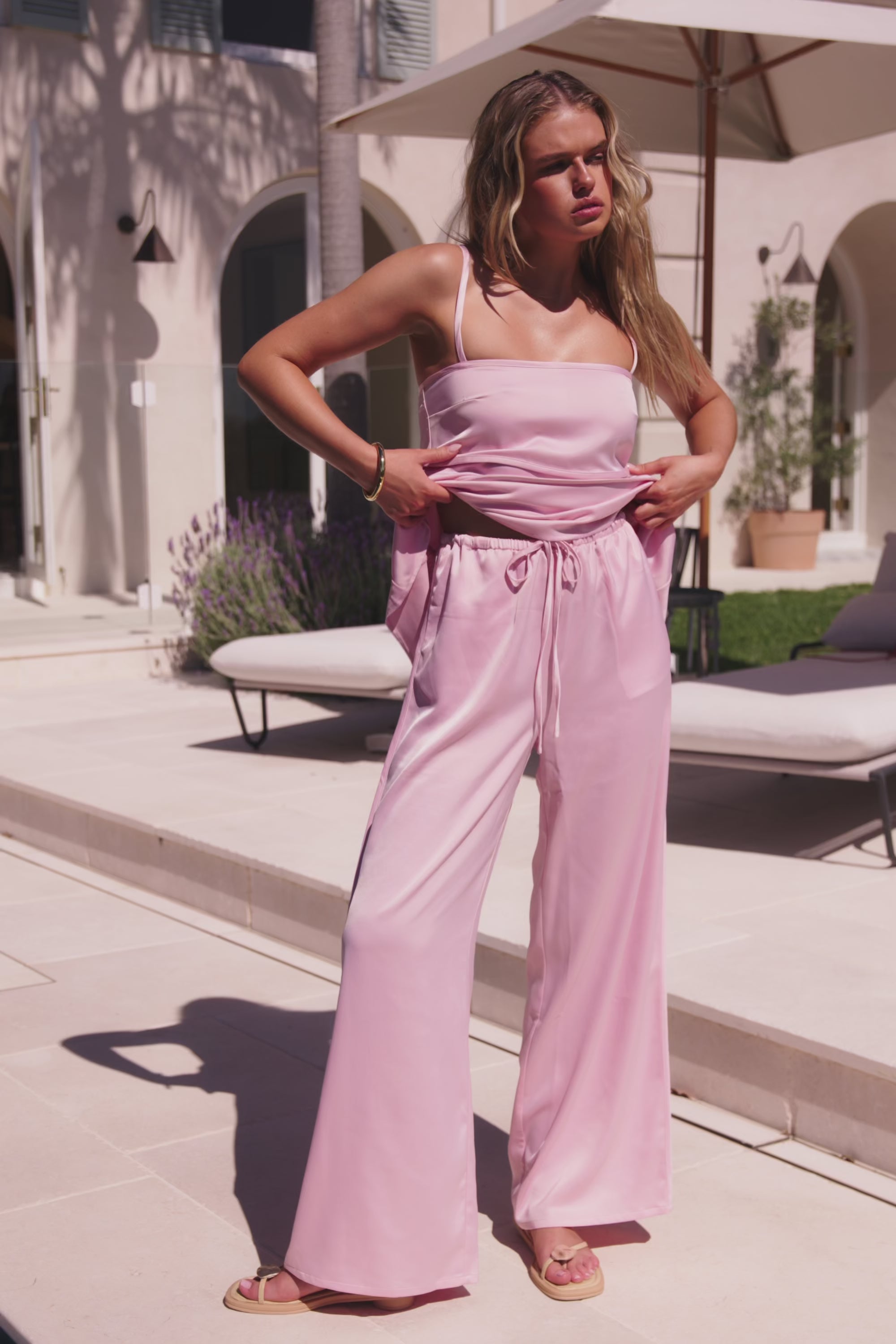 Blush Pink Elastic Drawstring Tamar Pants – SABO