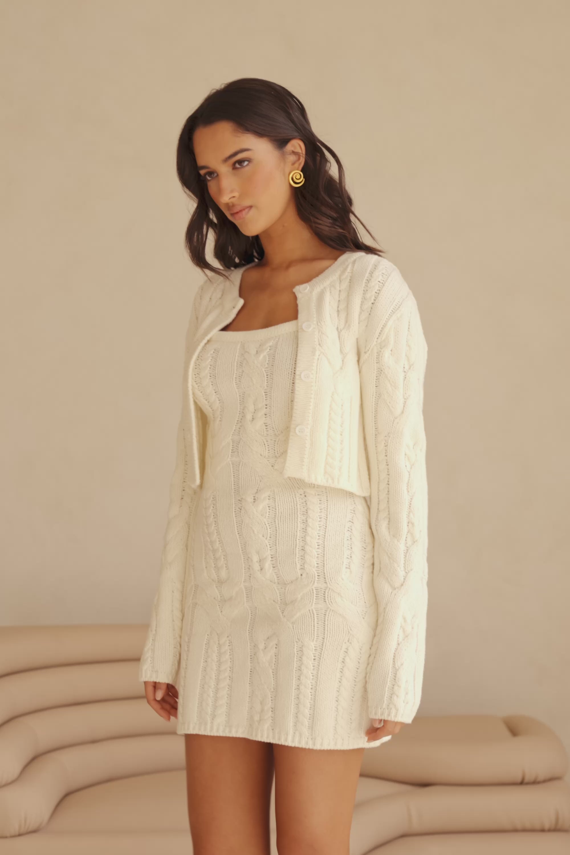 Paquita Mini Knit Dress - White – SABO