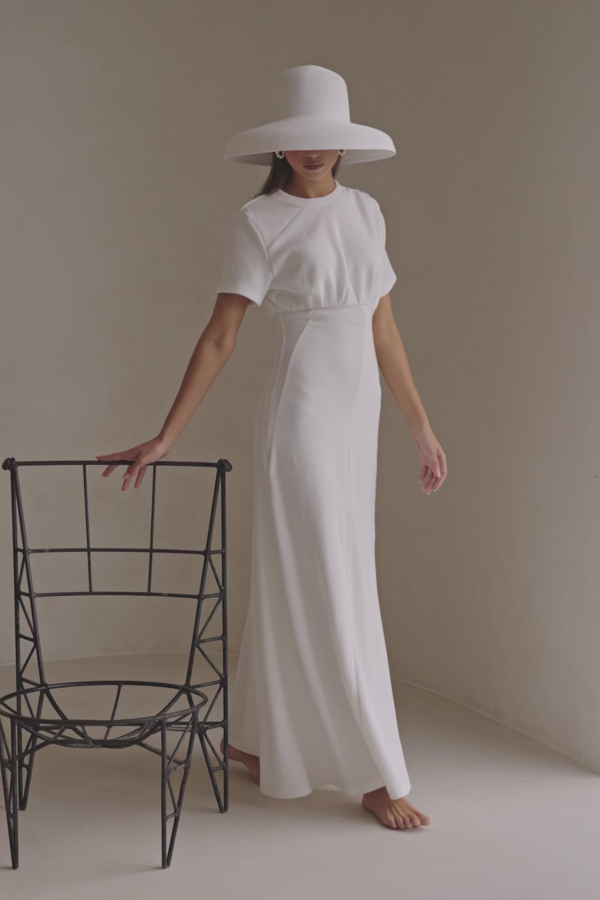 White Ribbed A Line Maxi Gizelle Dress – SABO