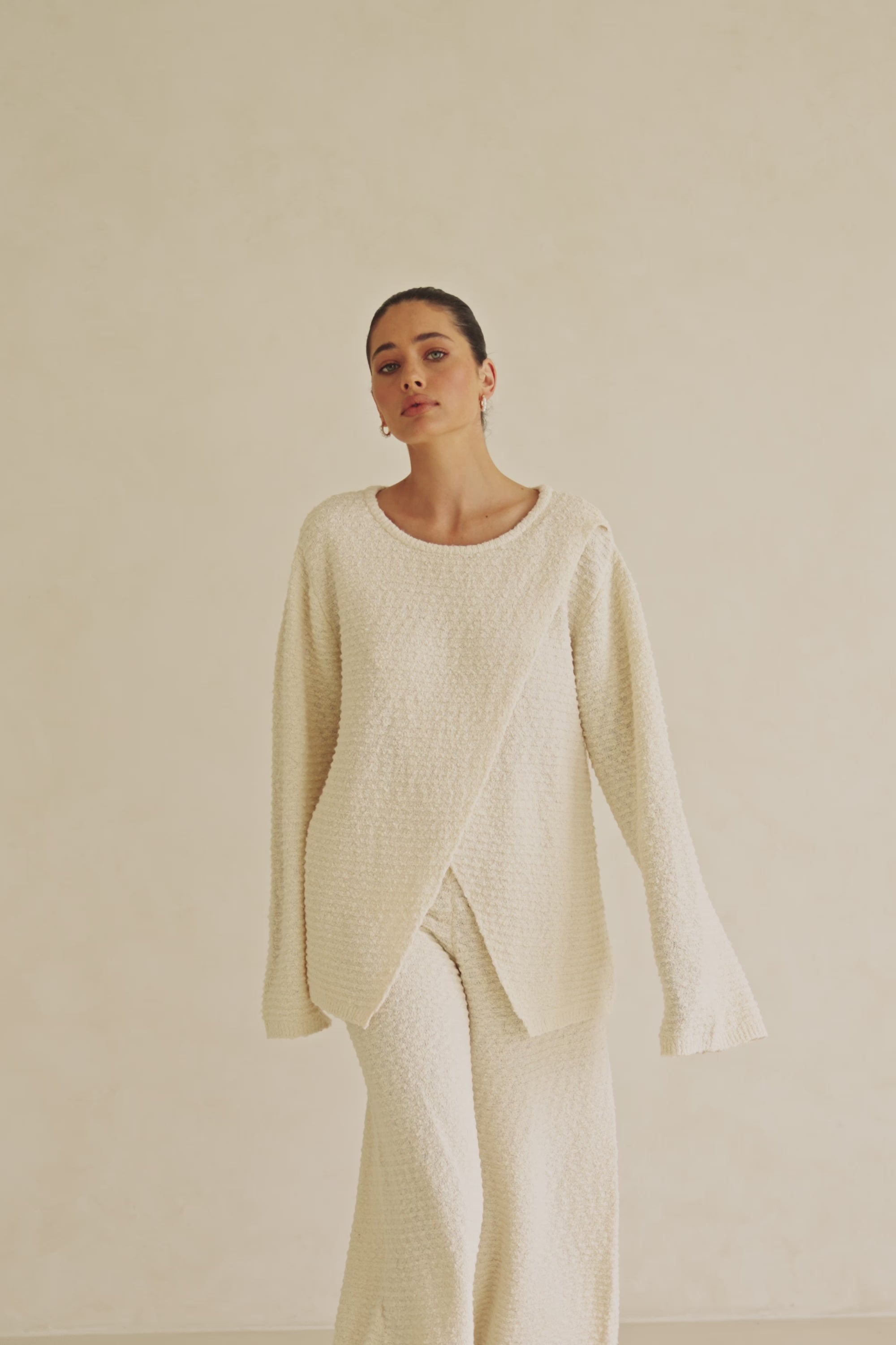 Beige Knit Long Sleeve Mara Top – SABO