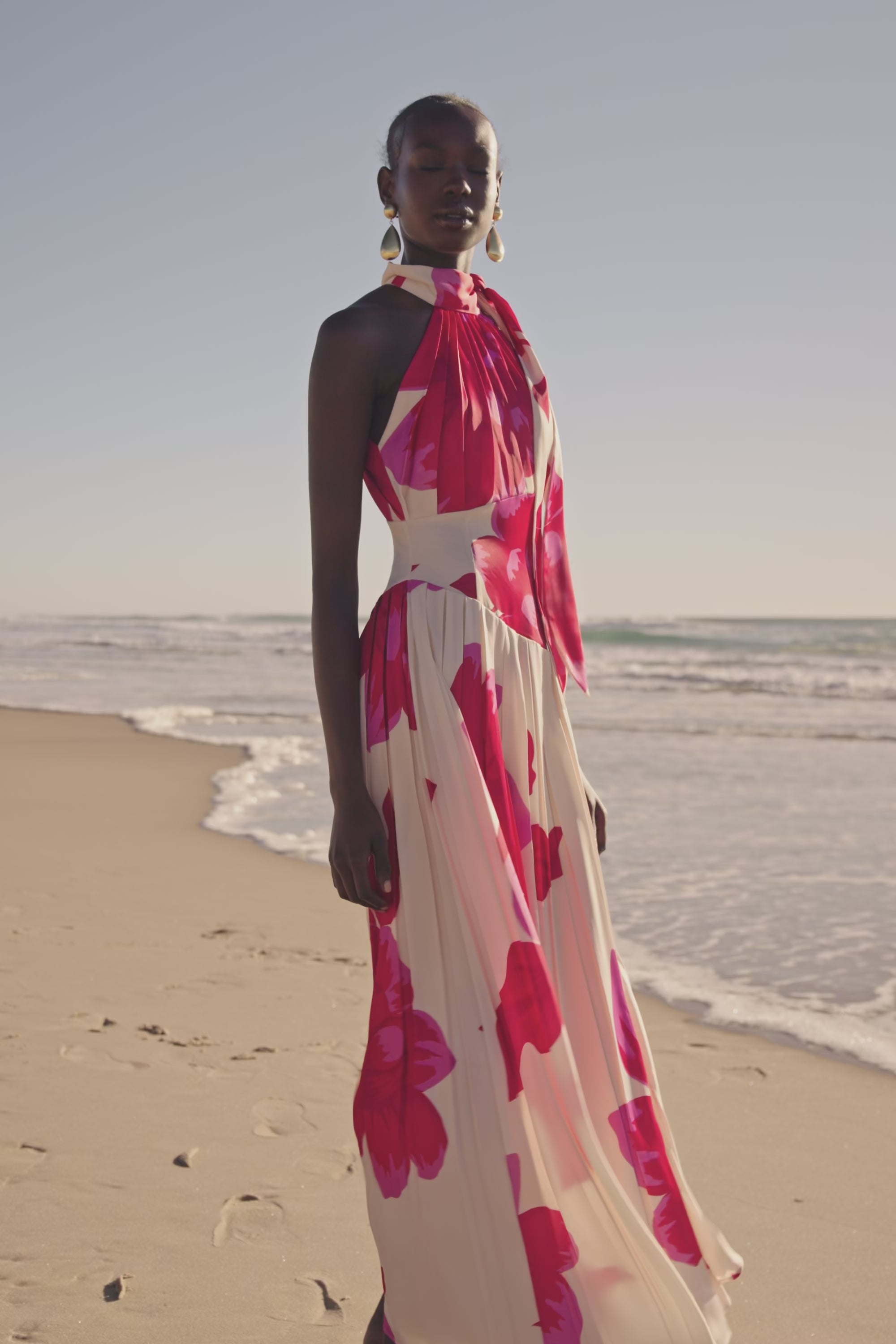 Pink Sole Rosa Print Halter Maxi Daje Dress – SABO