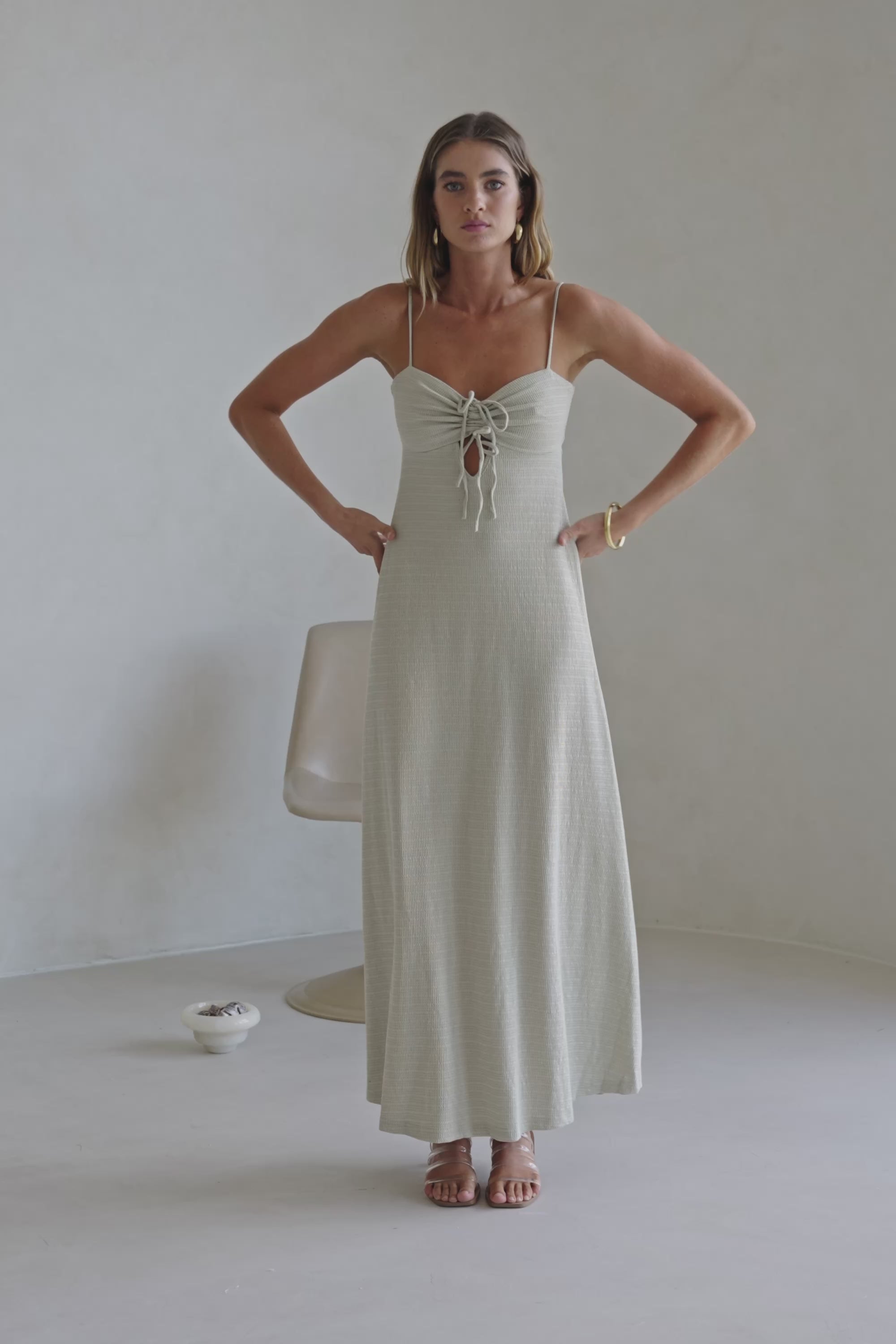 Sage Green Waffle Sweetheart Backless Maxi Dua Dress – SABO