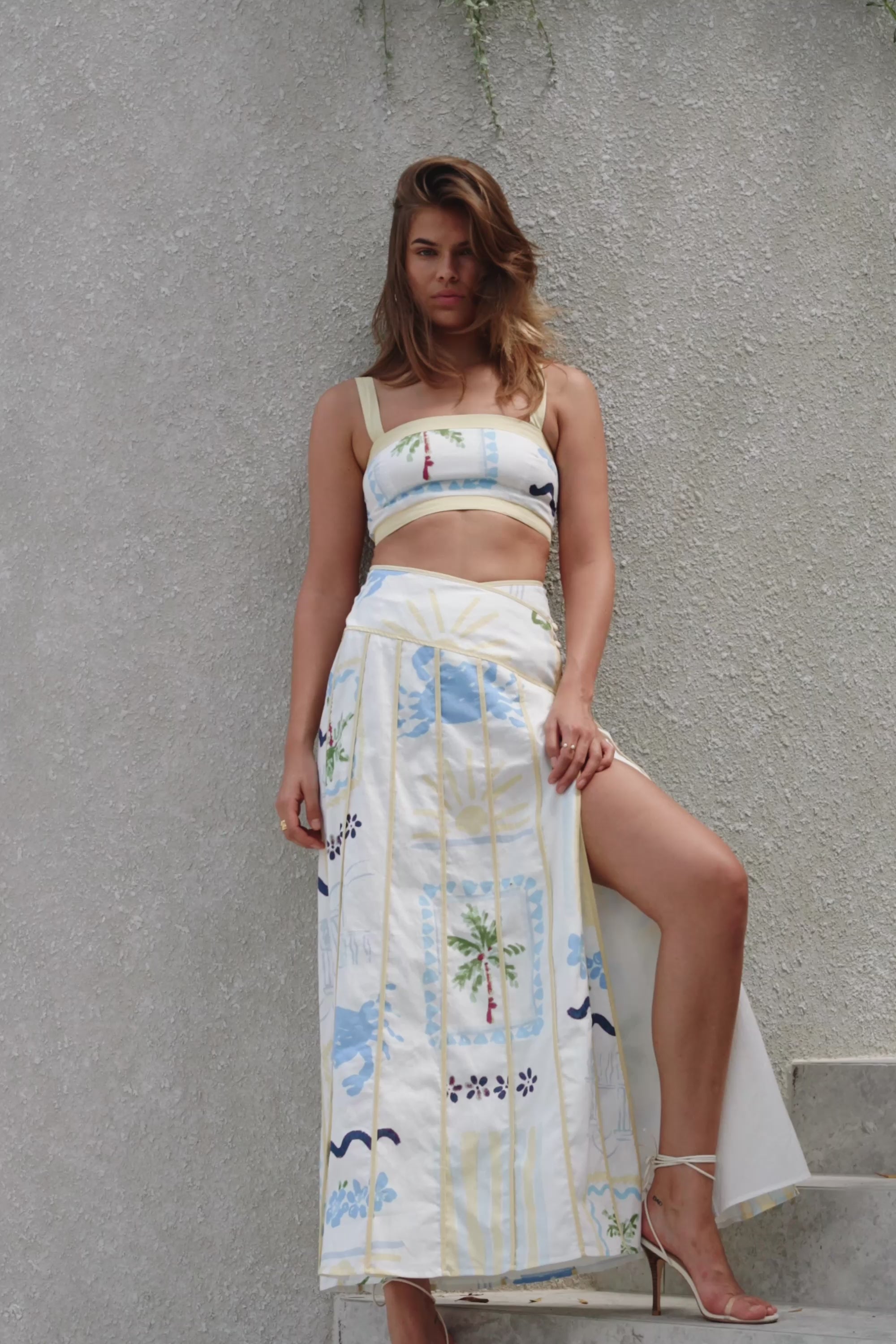 Estelle Maxi Skirt - White Blue Yellow Floral – SABO