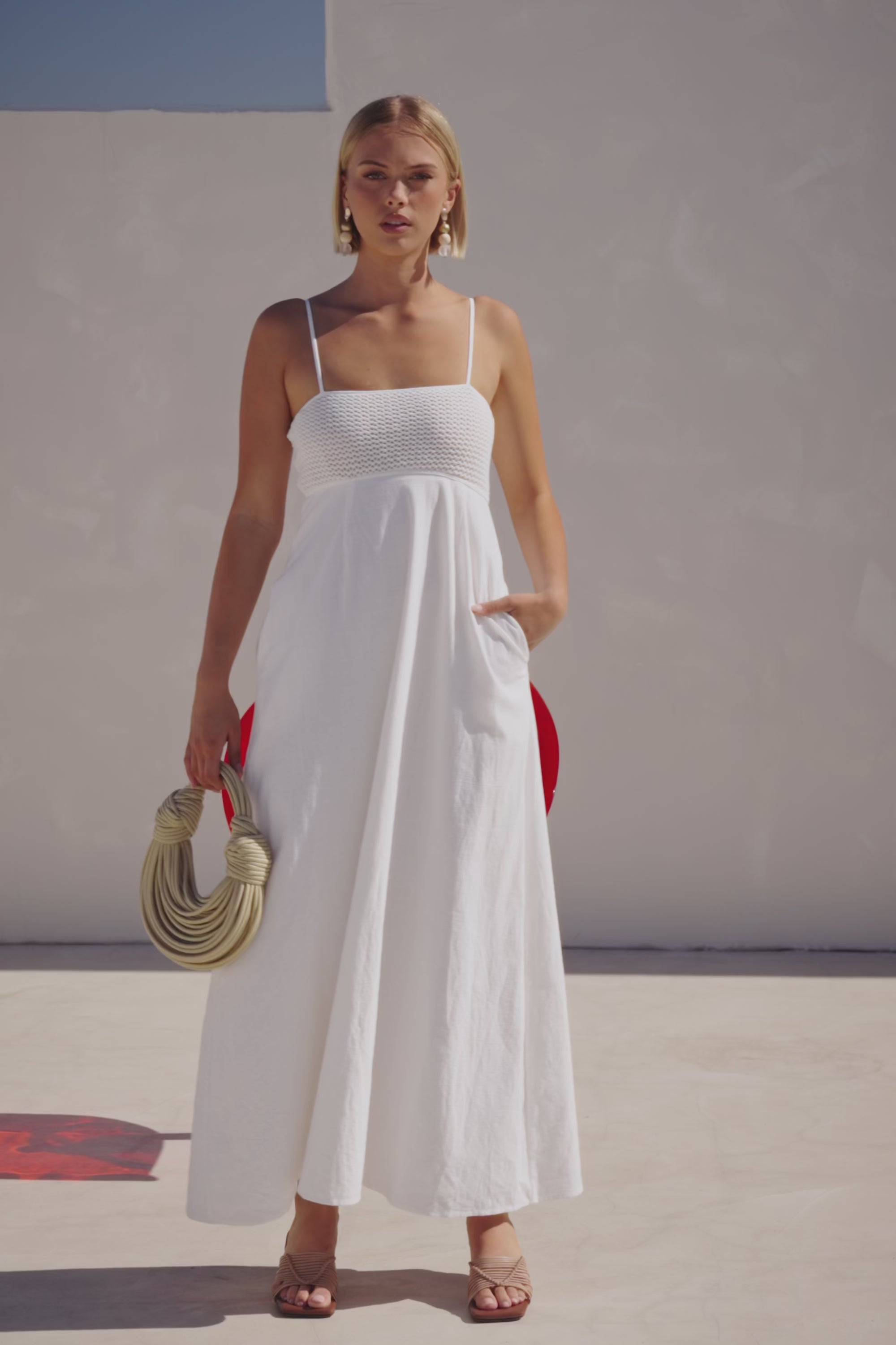 White Strappy Babydoll Maxi Mersy Dress – SABO