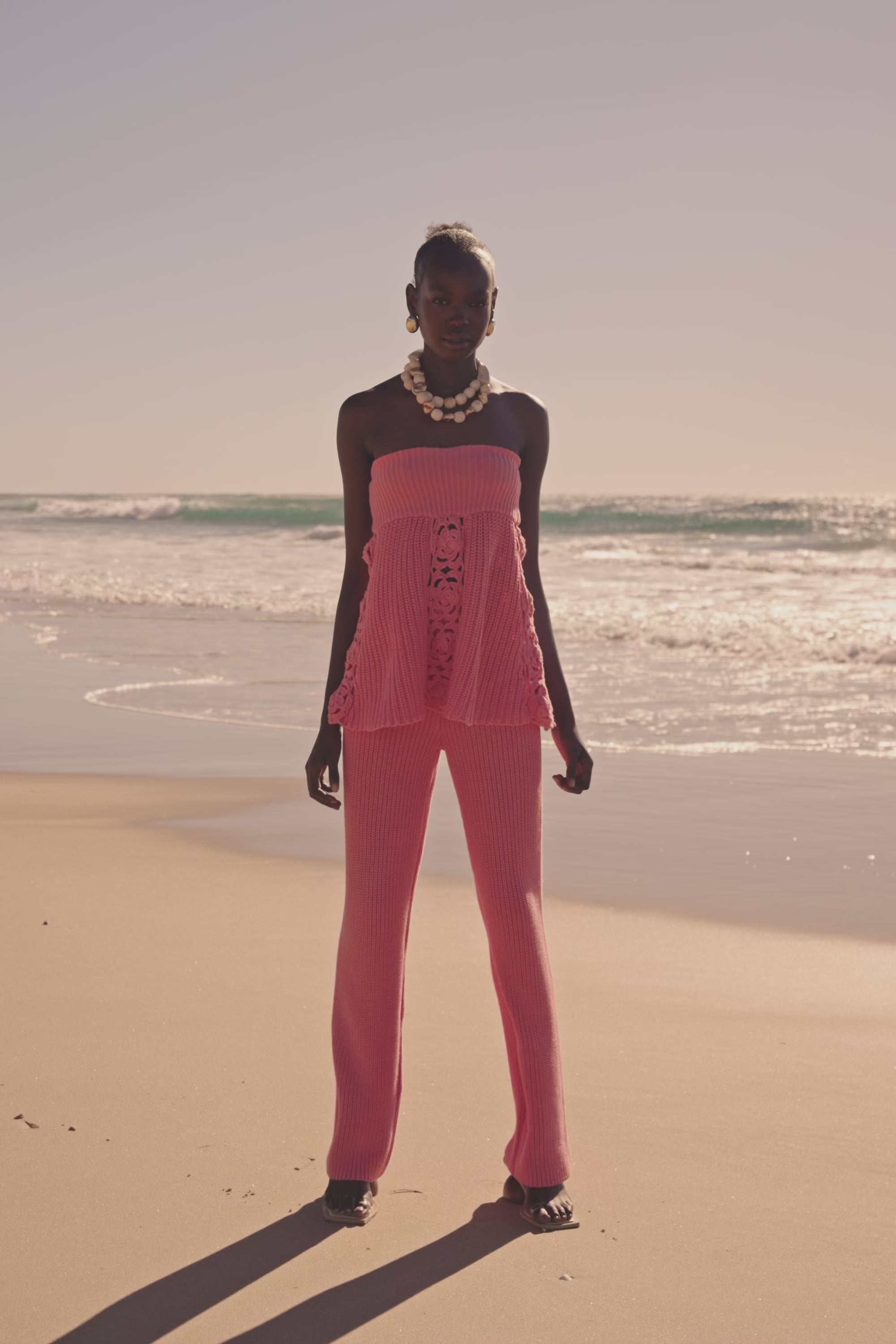 Rose Pink Knit Strappless Ellea Top – SABO