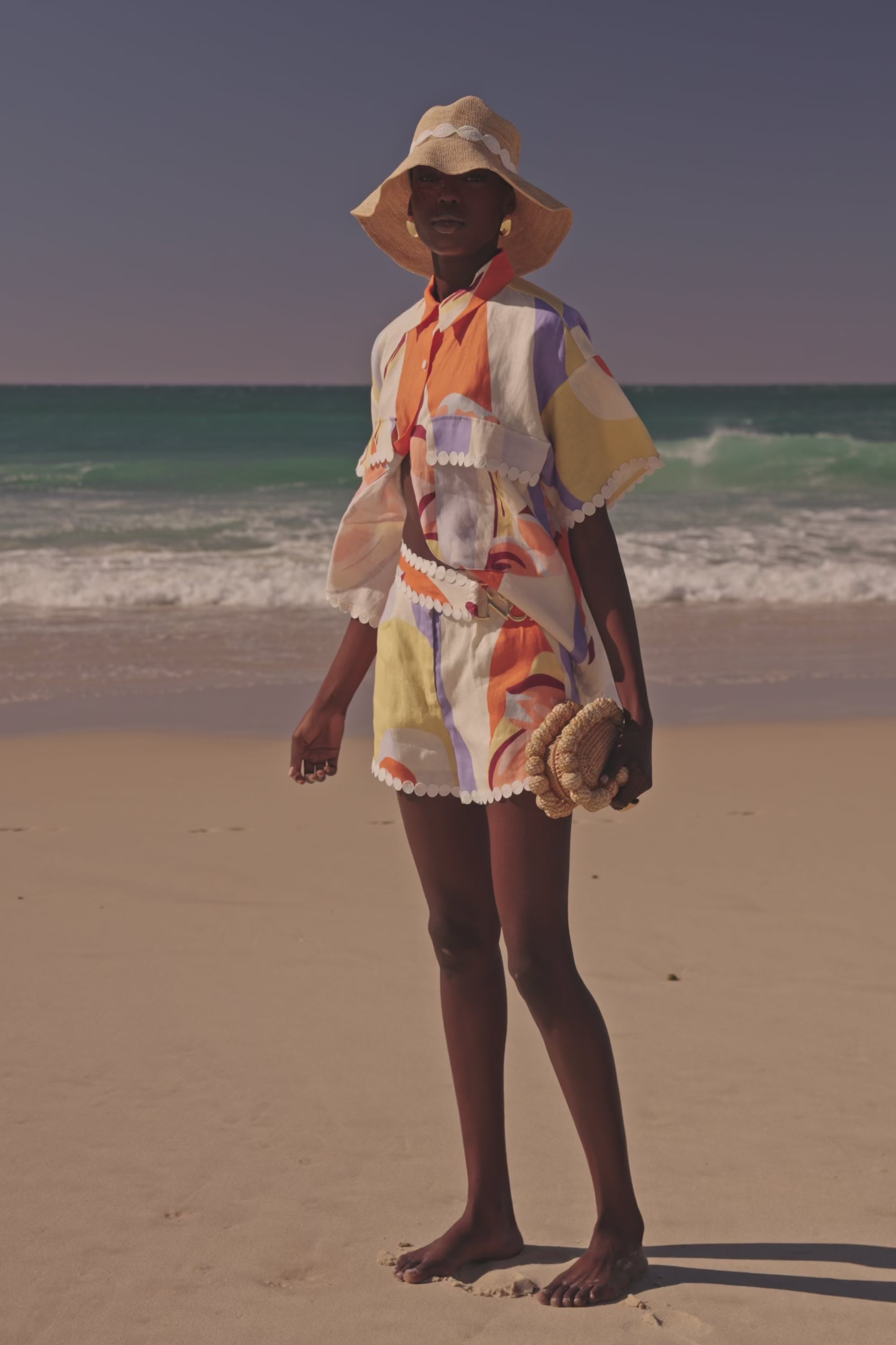 Orange Estivo Dusk Print Wrap Belt Francesca Shorts – SABO