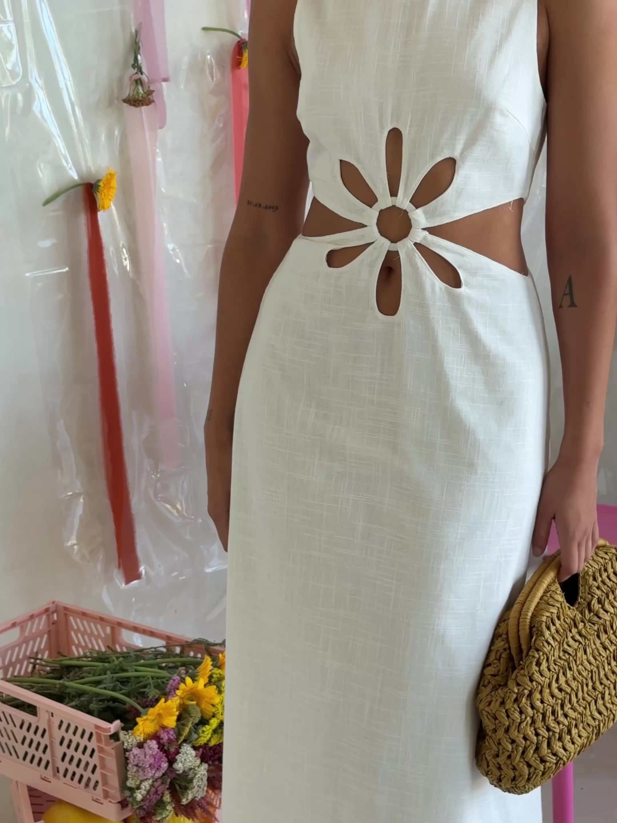 Bridal White Cheesecloth Cut Out Maxi Mio Dress – SABO