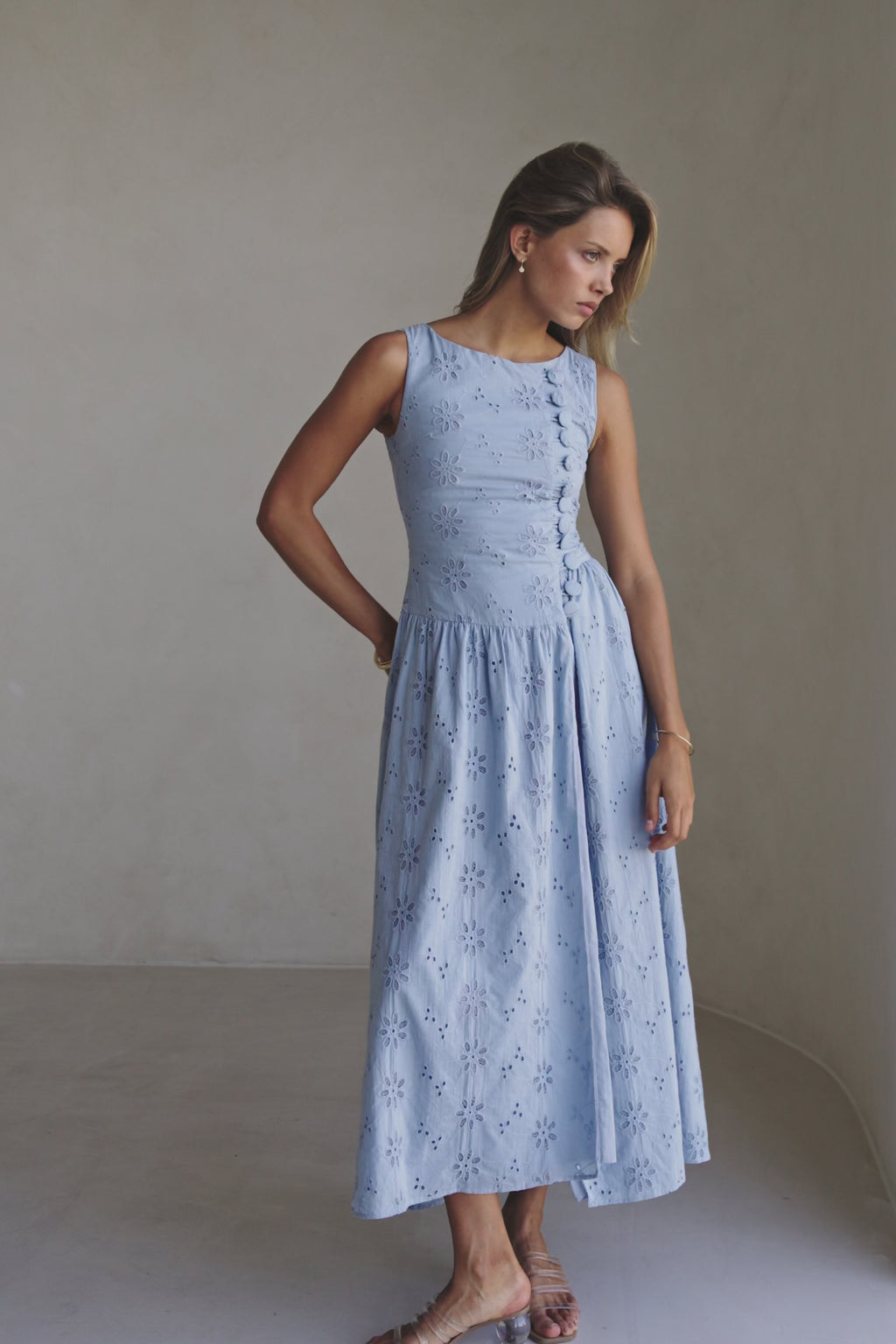 Odessa Dress - Blue Broderie
